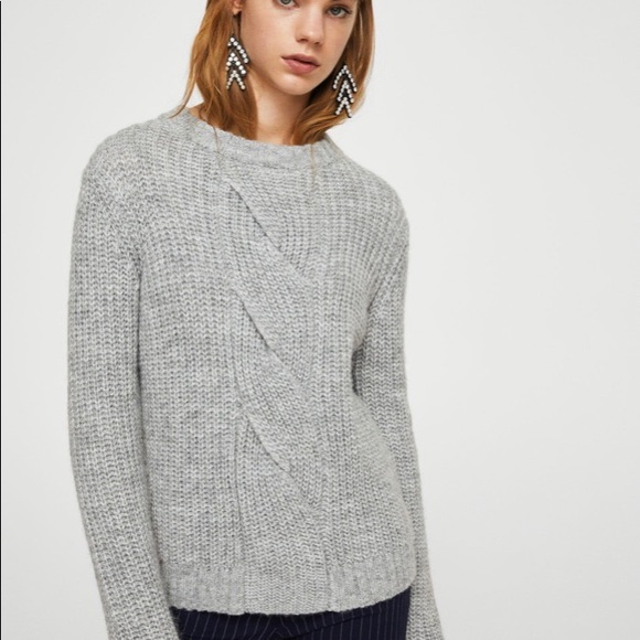 MANGO Cable-knit sweater- Gray- Small - Picture 2 of 3